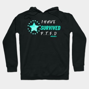 I Survived PTSD - Military Veteran Support Flag for Mental Health Awareness - 50% Off - Teal Month - PTSD Merch Hoodie